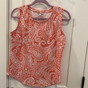 Croft & Barrow Pink and White Paisley Tank Top